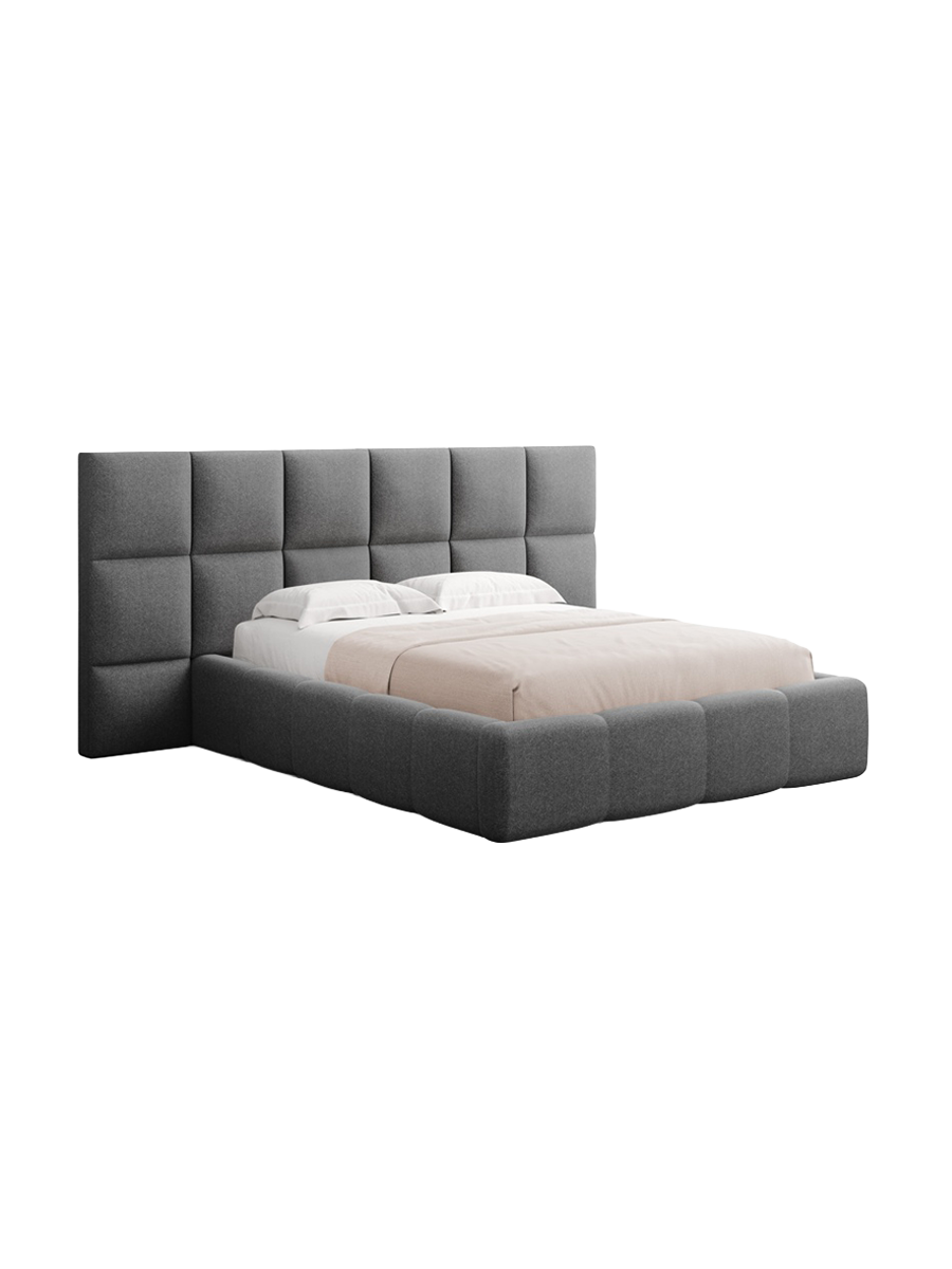 
Design Polsterbett „Isa XL“ mit Ablagefach, Strukturstoff Dunkelgrau - 140 x 200 cm