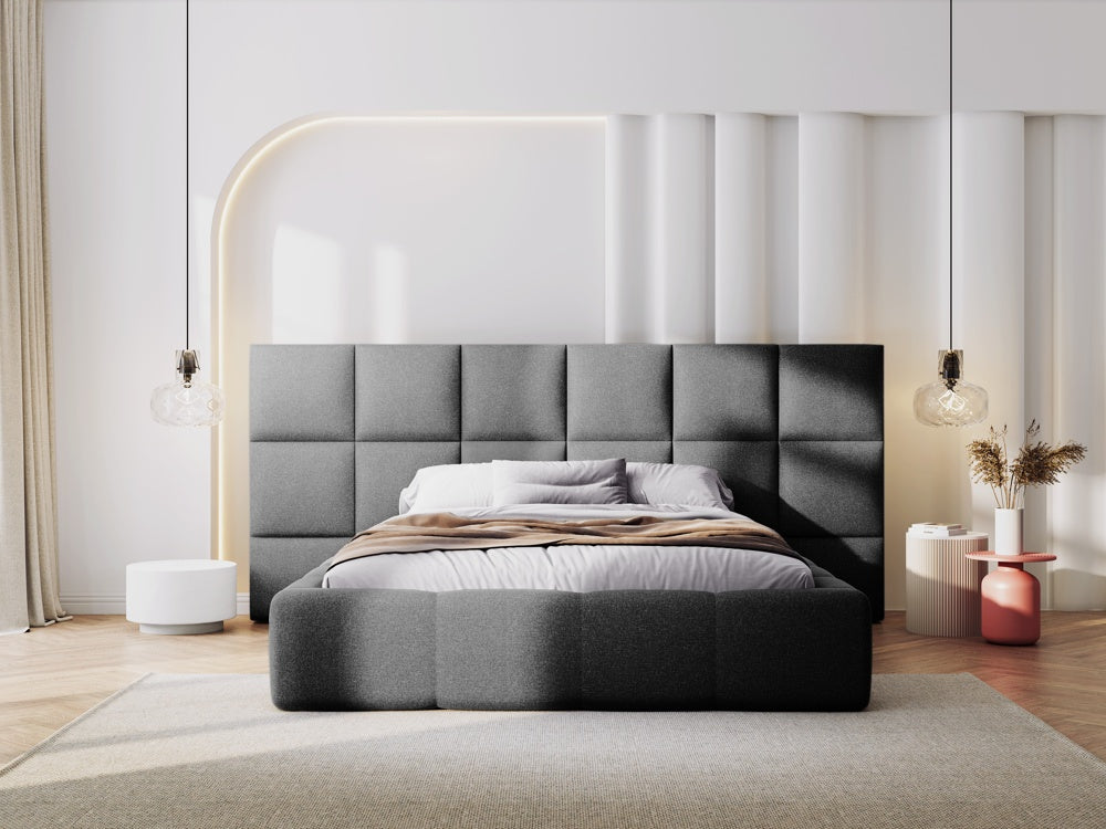 
Design Polsterbett „Isa XL“ mit Ablagefach, Strukturstoff Dunkelgrau - 140 x 200 cm