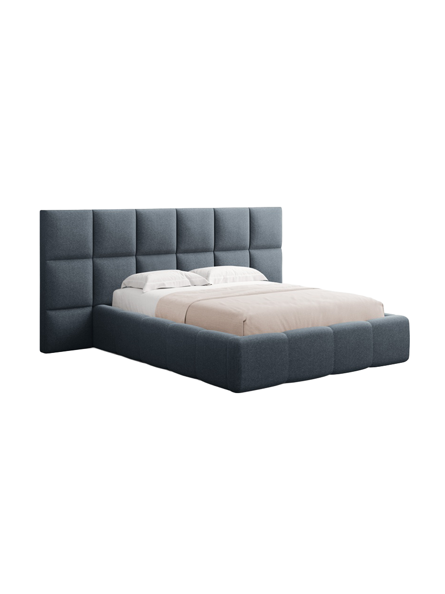 
Design Polsterbett „Isa XL“ mit Ablagefach, Strukturstoff Dunkelblau - 140 x 200 cm