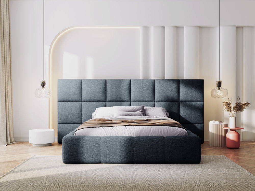 
Design Polsterbett „Isa XL“ mit Ablagefach, Strukturstoff Dunkelblau - 140 x 200 cm