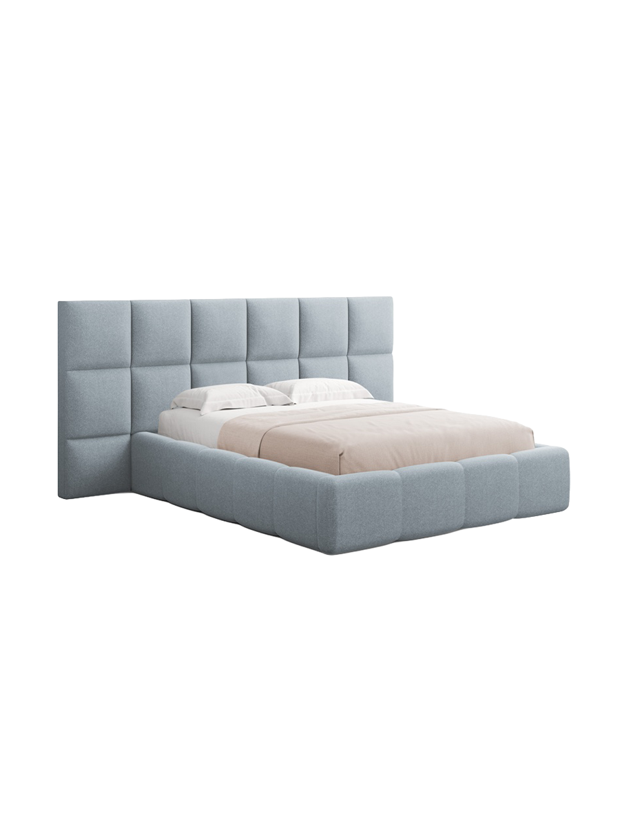 
Design Polsterbett „Isa XL“ mit Ablagefach, Strukturstoff Hellblau - 140 x 200 cm