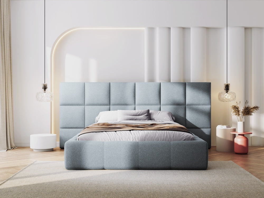 
Design Polsterbett „Isa XL“ mit Ablagefach, Strukturstoff Hellblau - 140 x 200 cm