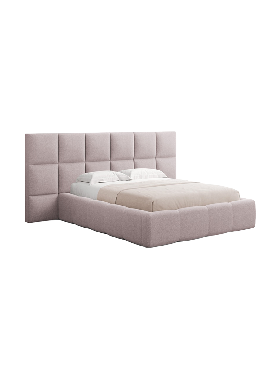 
Design Polsterbett „Isa XL“ mit Ablagefach, Strukturstoff Rosa - 140 x 200 cm