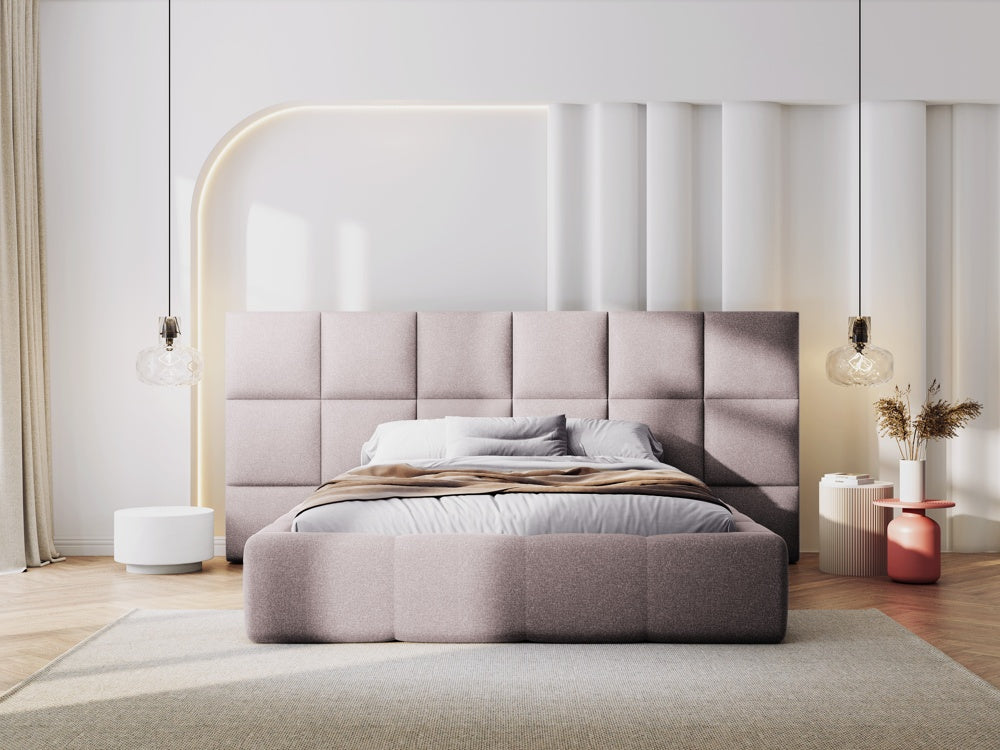 
Design Polsterbett „Isa XL“ mit Ablagefach, Strukturstoff Rosa - 140 x 200 cm