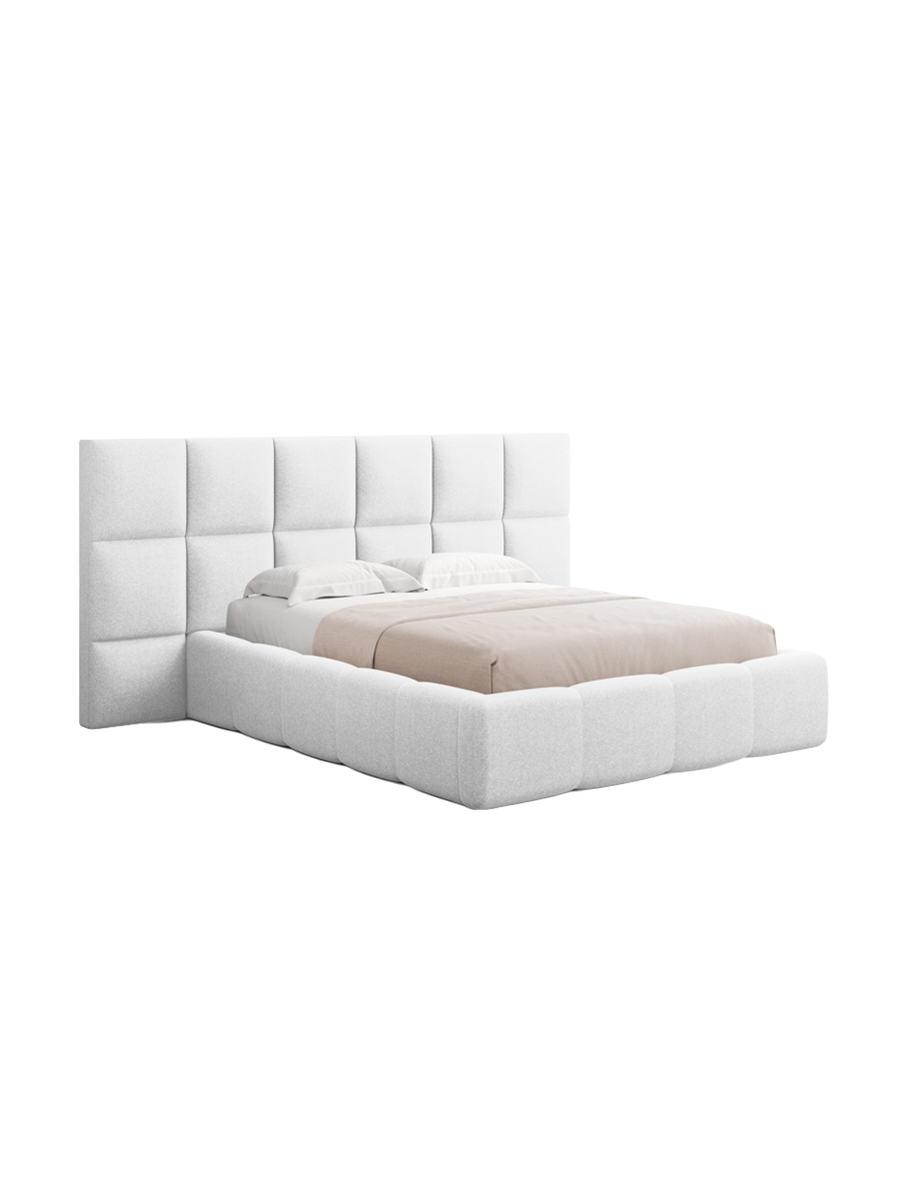 
Design Polsterbett „Isa XL“ mit Ablagefach, Strukturstoff Ivory - 140 x 200 cm