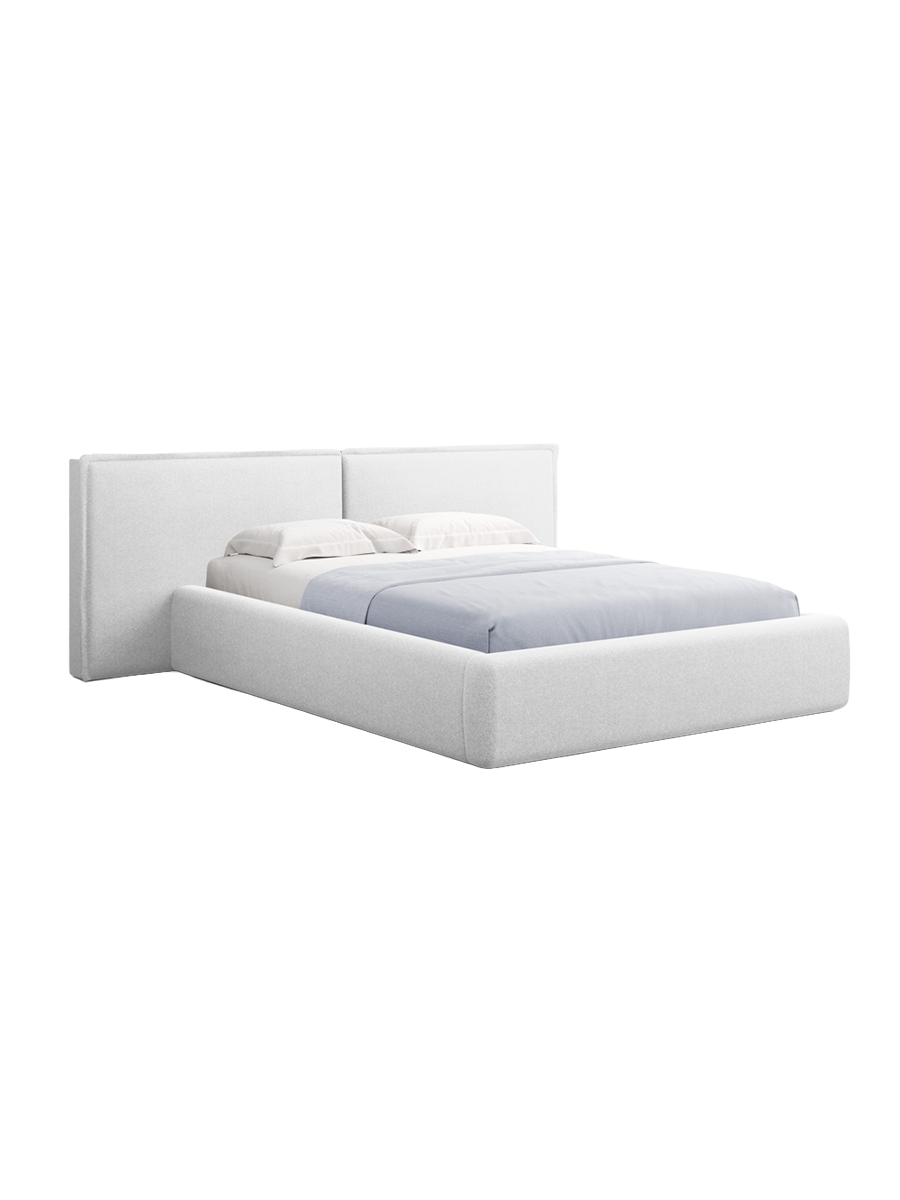 
Design Polsterbett „Tena XL“ mit Ablagefach, Strukturstoff Hellgrau - 140 x 200 cm
