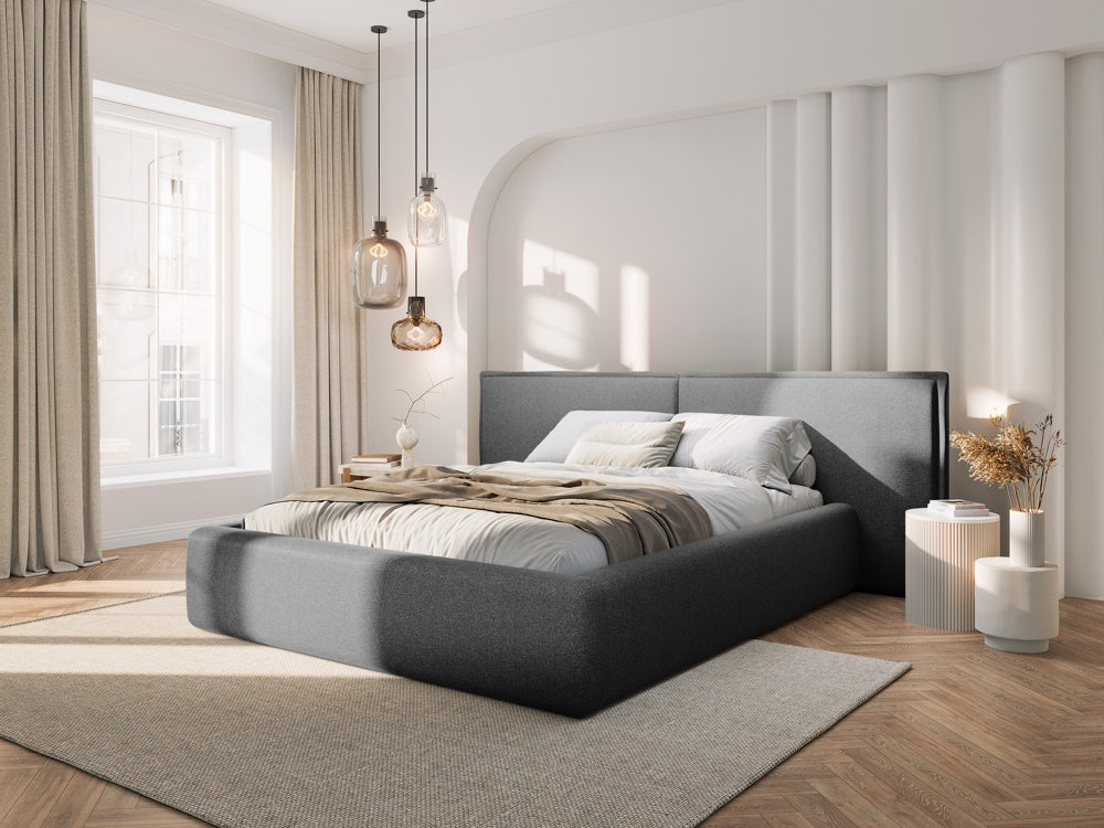 
Design Polsterbett „Tena XL“ mit Ablagefach, Strukturstoff Dunkelgrau - 140 x 200 cm