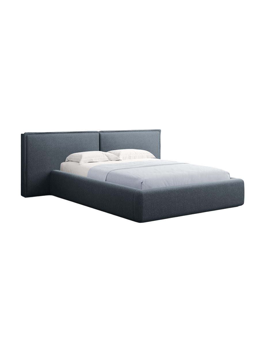 
Design Polsterbett „Tena XL“ mit Ablagefach, Strukturstoff Dunkelblau - 140 x 200 cm