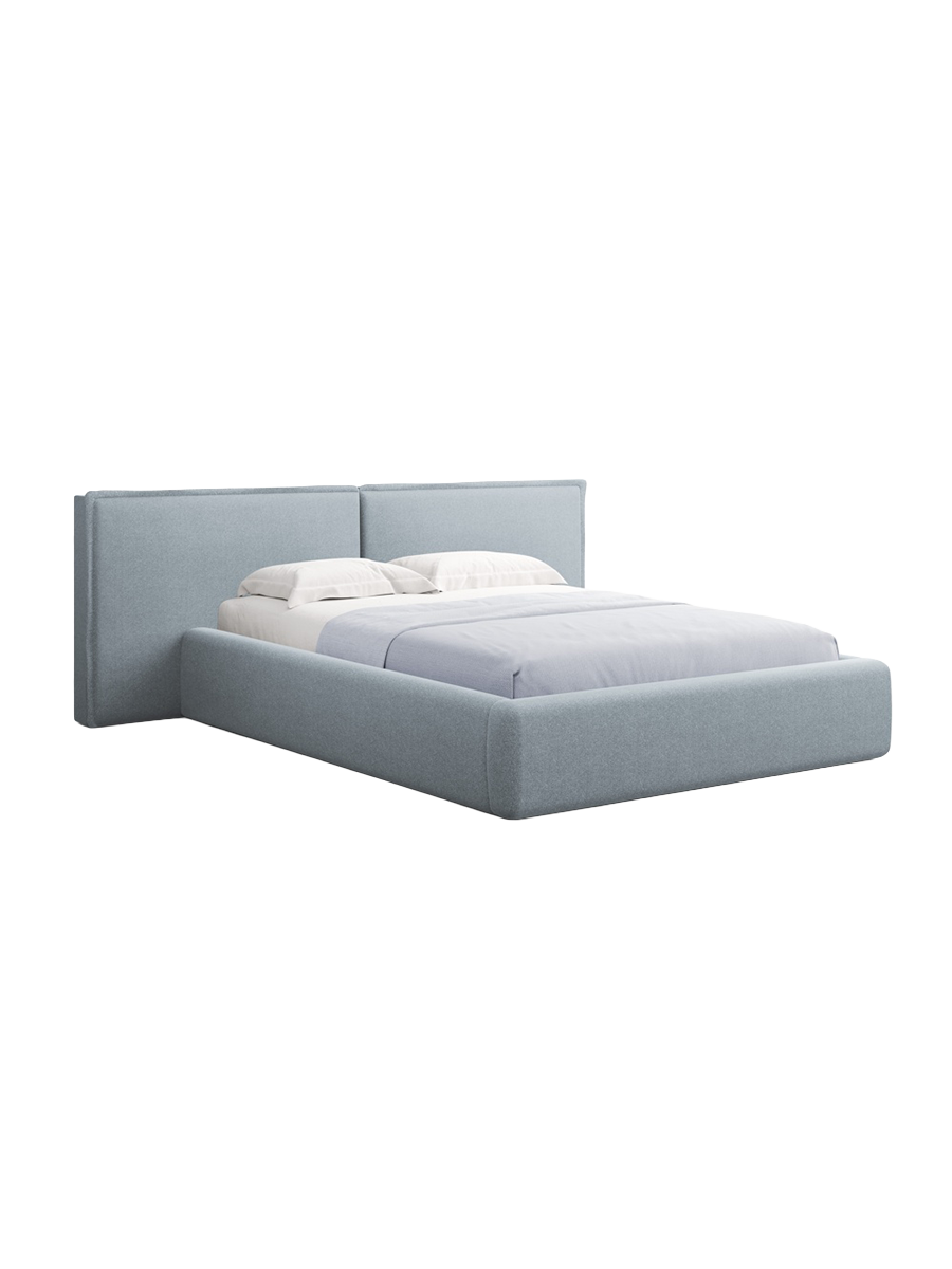 
Design Polsterbett „Tena XL“ mit Ablagefach, Strukturstoff Hellblau - 140 x 200 cm