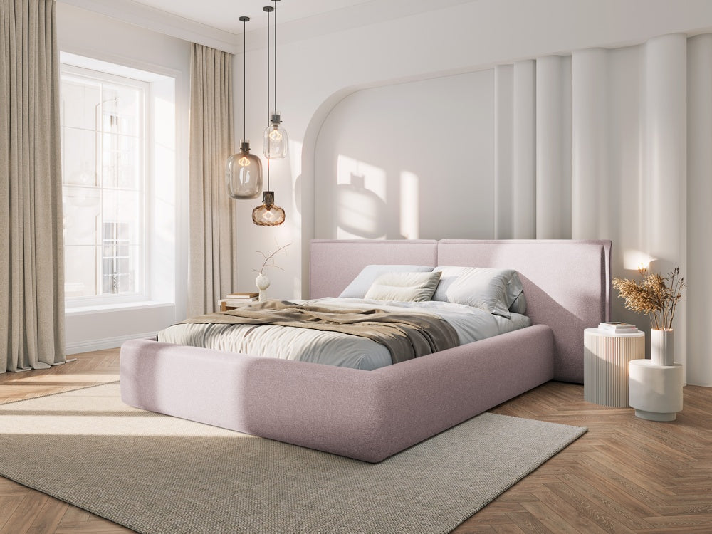
Design Polsterbett „Tena XL“ mit Ablagefach, Strukturstoff Rosa - 140 x 200 cm