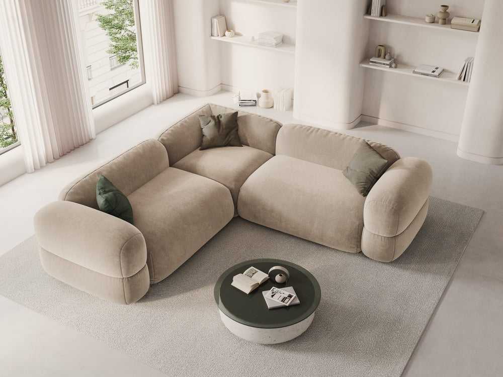 
5-Sitzer Design Ecksofa "Lony" - Samt Beige hell