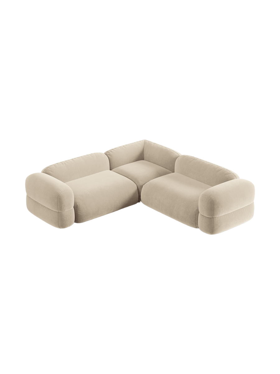 
5-Sitzer Design Ecksofa "Lony" - Samt Beige hell