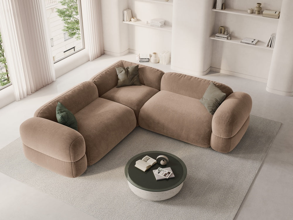 
5-Sitzer Design Ecksofa "Lony" - Samt Beige dunkel