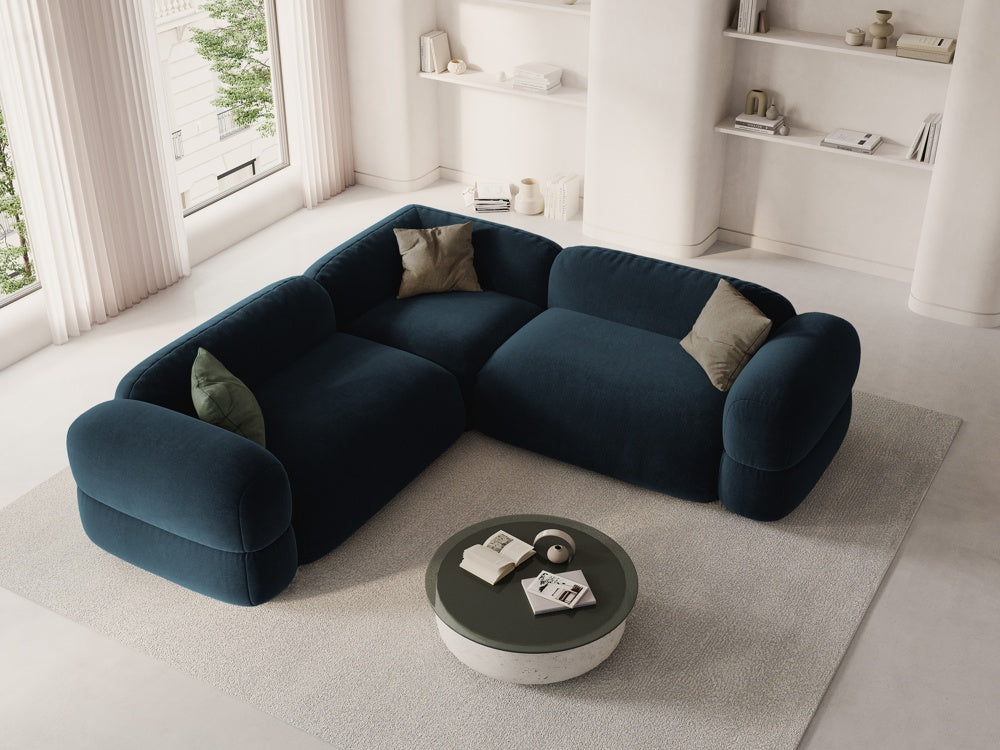 
5-Sitzer Design Ecksofa "Lony" - Samt Petrol dunkel