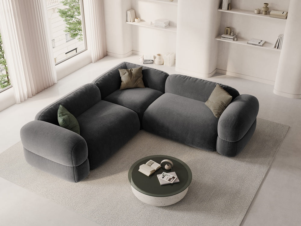 
5-Sitzer Design Ecksofa "Lony" - Samt Grau