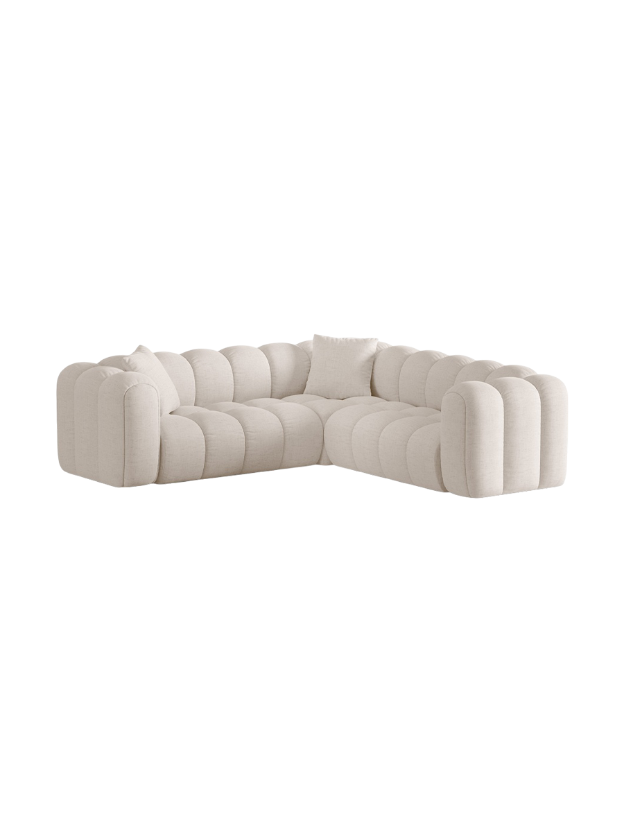 
5-Seater Designer Corner Sofa "Arden" - Structured Fabric Beige