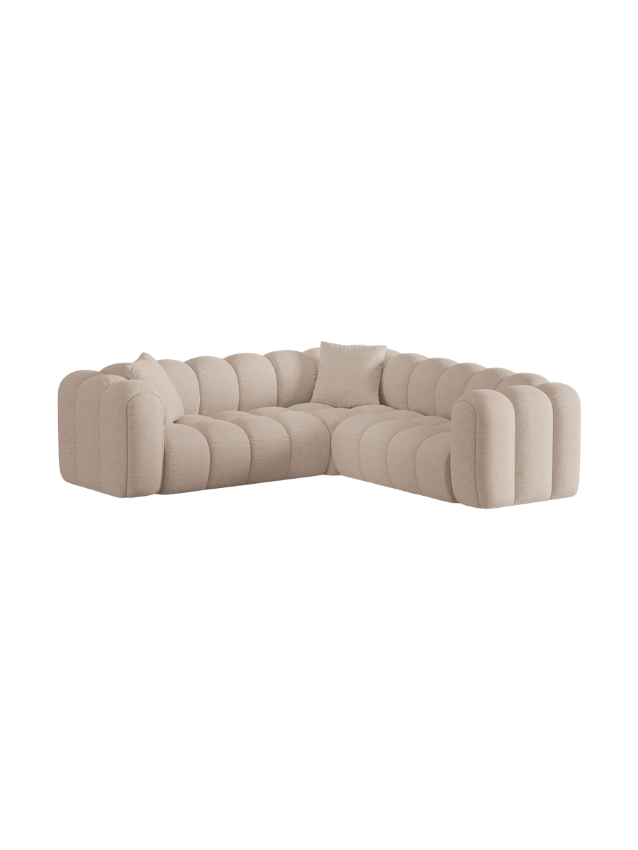 
5-Seater Designer Corner Sofa "Arden" - Structured fabric Cappuccino