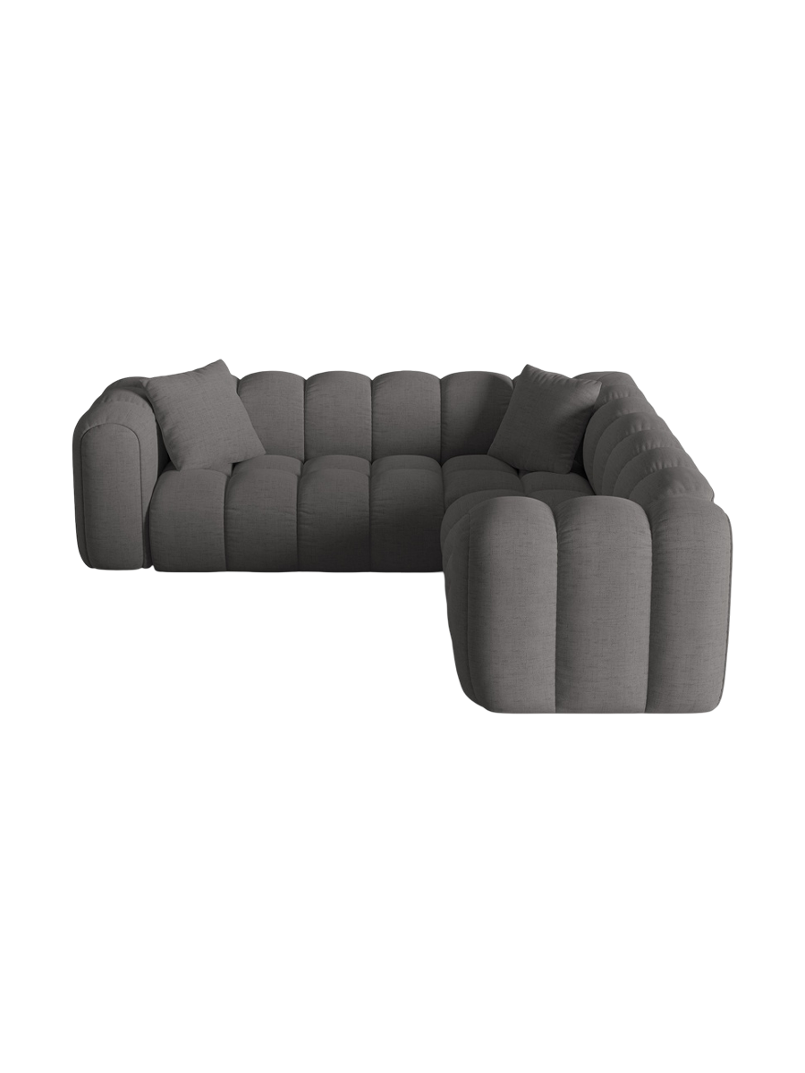 
5-Seater Designer Corner Sofa "Arden" - Textured Fabric Grey