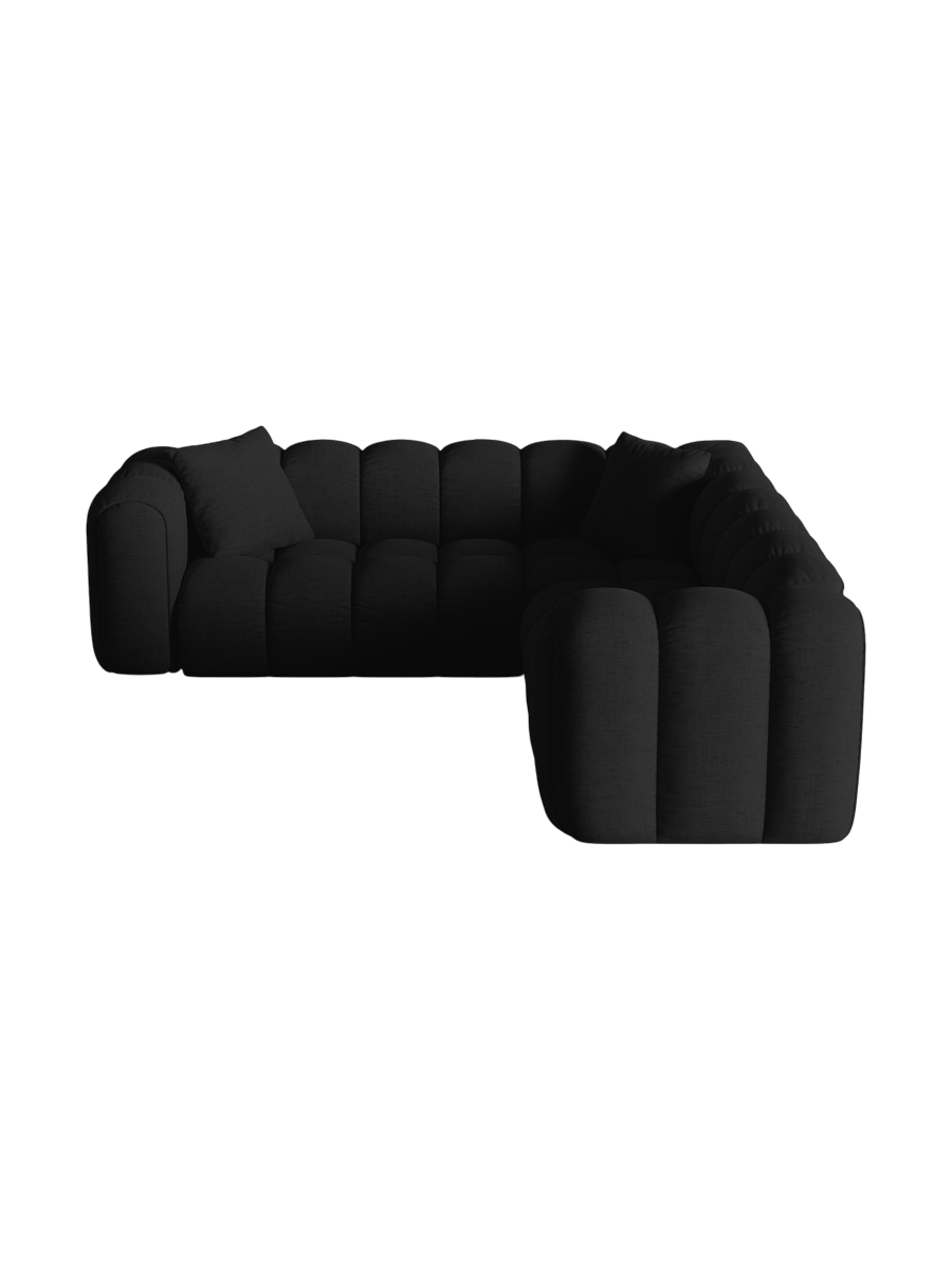 
5-Seater Designer Corner Sofa "Arden" - Textured Fabric Black