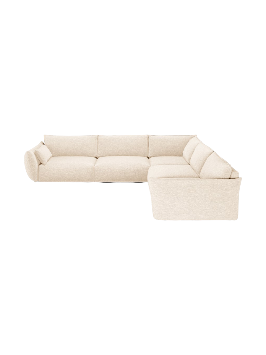 
Canapé d'angle design 7 places "Clau" - Chenille Beige Clair
