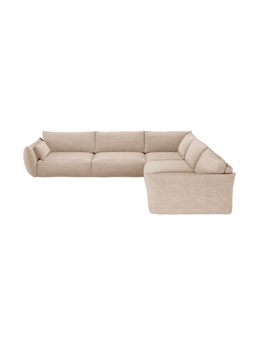 
Canapé d'angle design 7 places "Clau" - Chenille  Beige