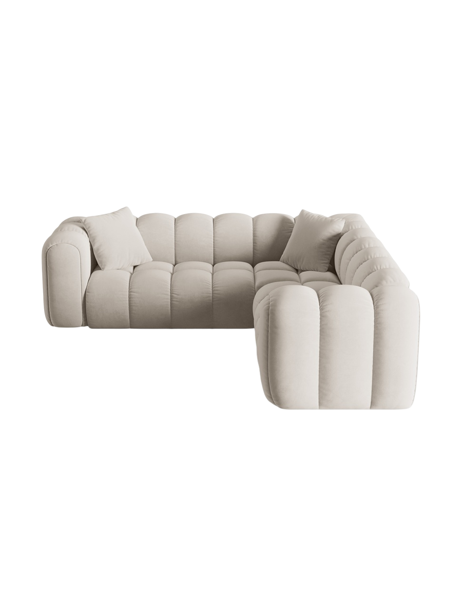 
5-Seater Designer Corner Sofa "Arden" - Velvet Ecru