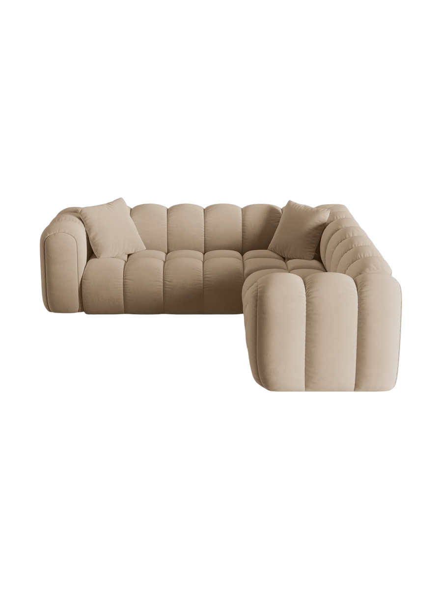 
5-Seater Designer Corner Sofa "Arden" - Velvet Sand