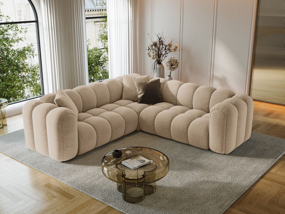 
5-Seater Designer Corner Sofa "Arden" - Velvet Sand