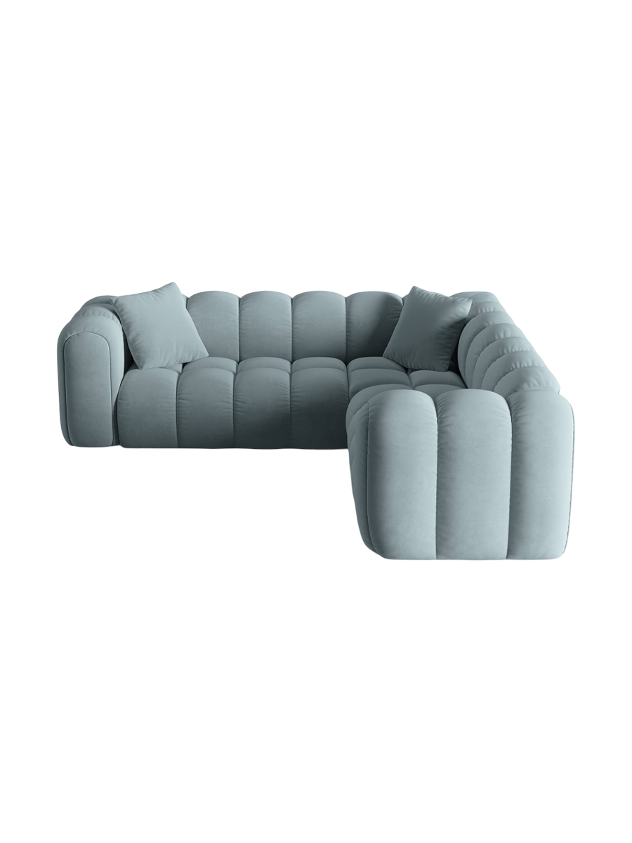 
5-Seater Designer Corner Sofa "Arden" - Velvet Light Blue
