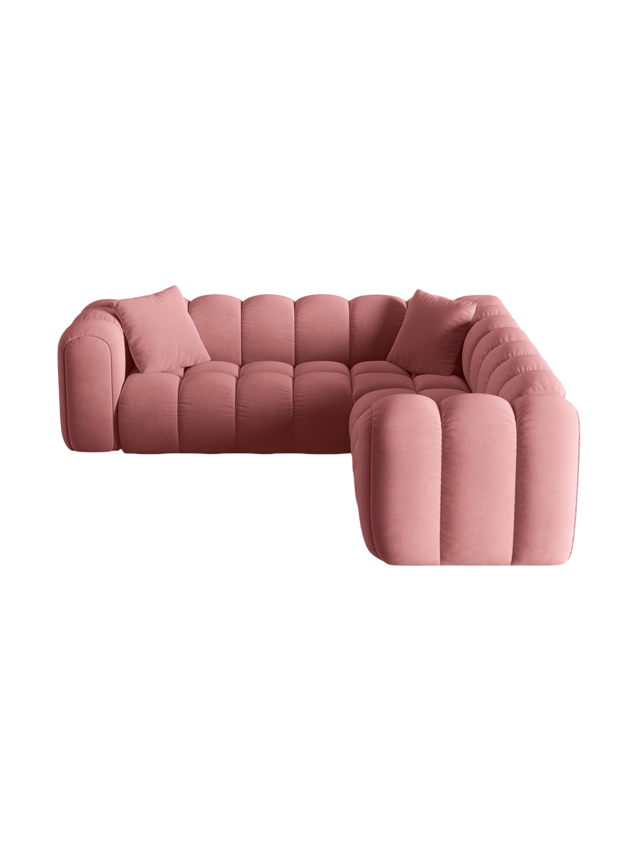 
5-Seater Designer Corner Sofa "Arden" - Velvet Flamingo Pink