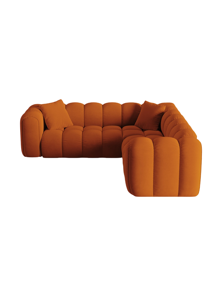 
5-Seater Designer Corner Sofa "Arden" - Velvet Terracotta