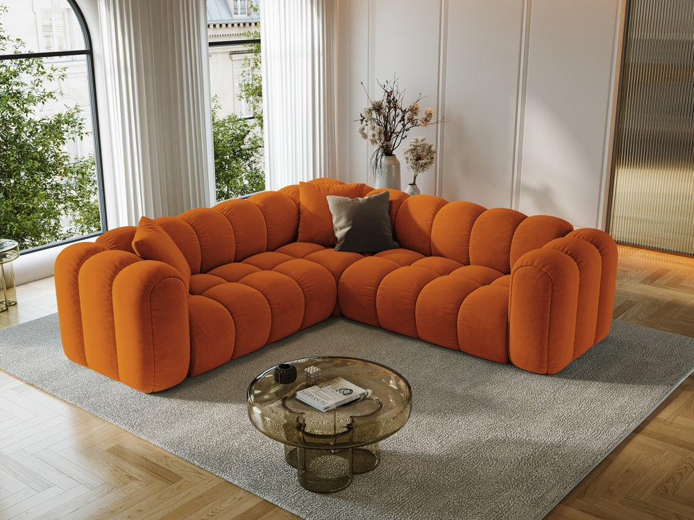 
5-Seater Designer Corner Sofa "Arden" - Velvet Terracotta