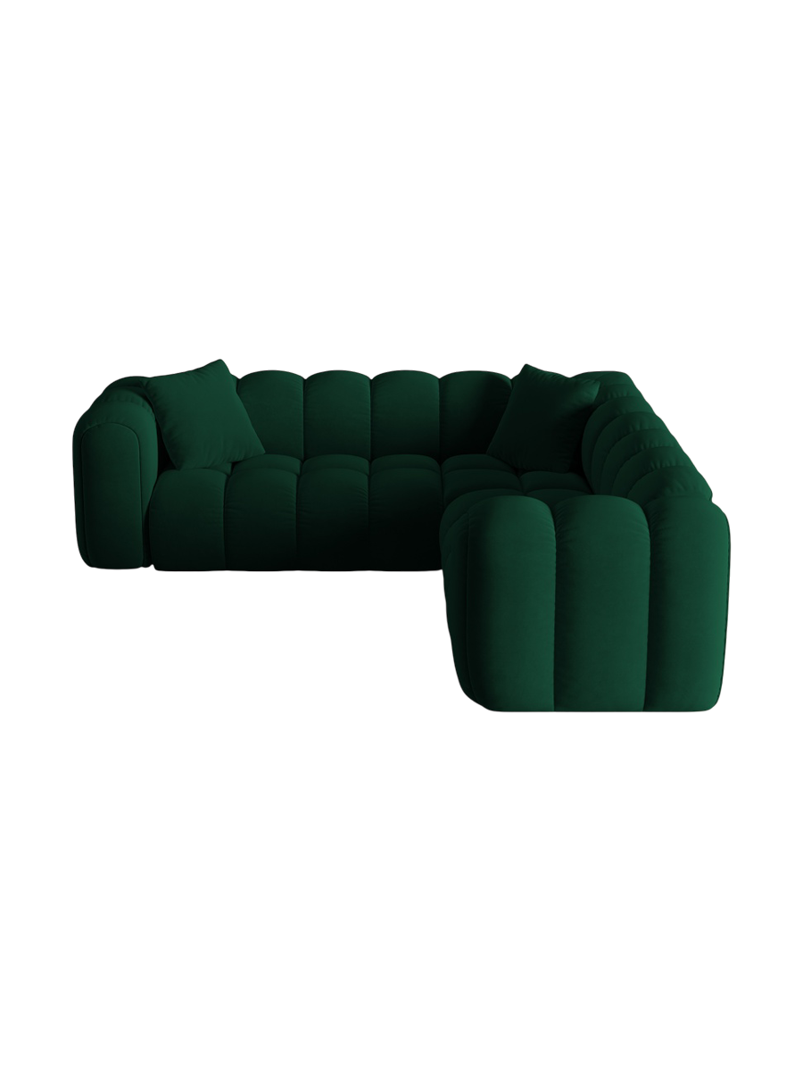 
5-Seater Designer Corner Sofa "Arden" - Velvet Bottle Green