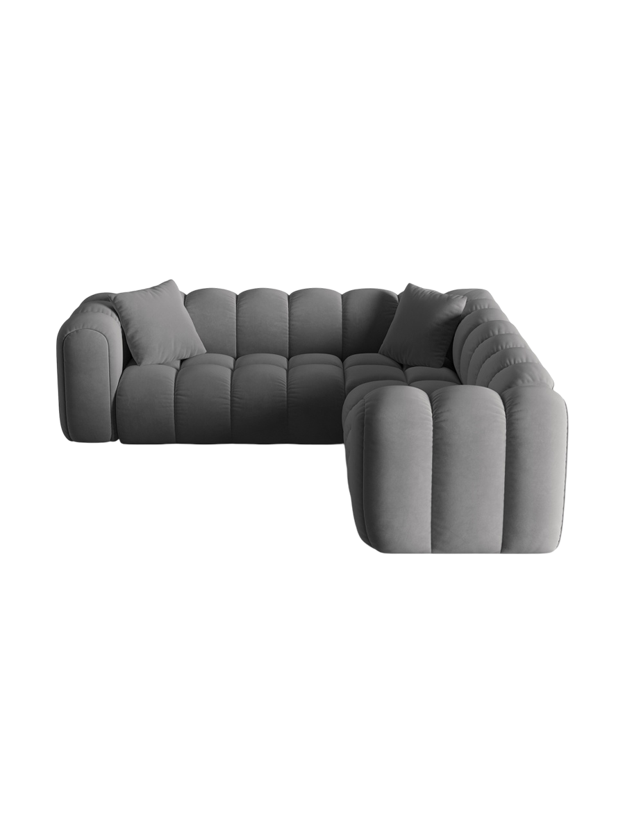 
5-Seater Designer Corner Sofa "Arden" - Velvet Grey