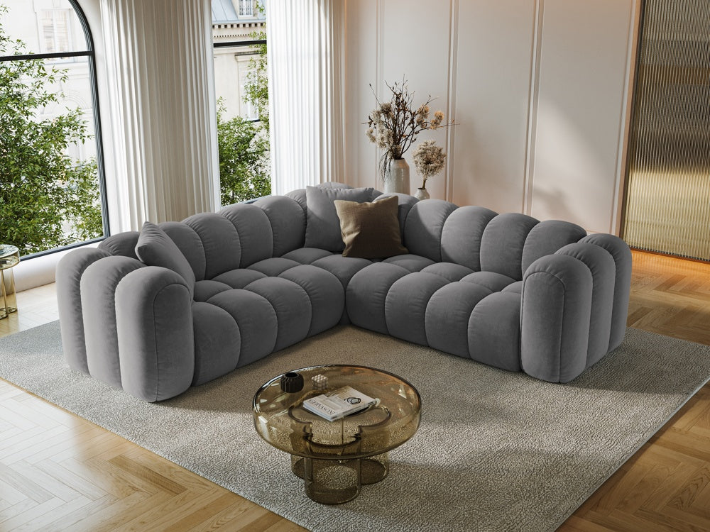 
5-Seater Designer Corner Sofa "Arden" - Velvet Grey