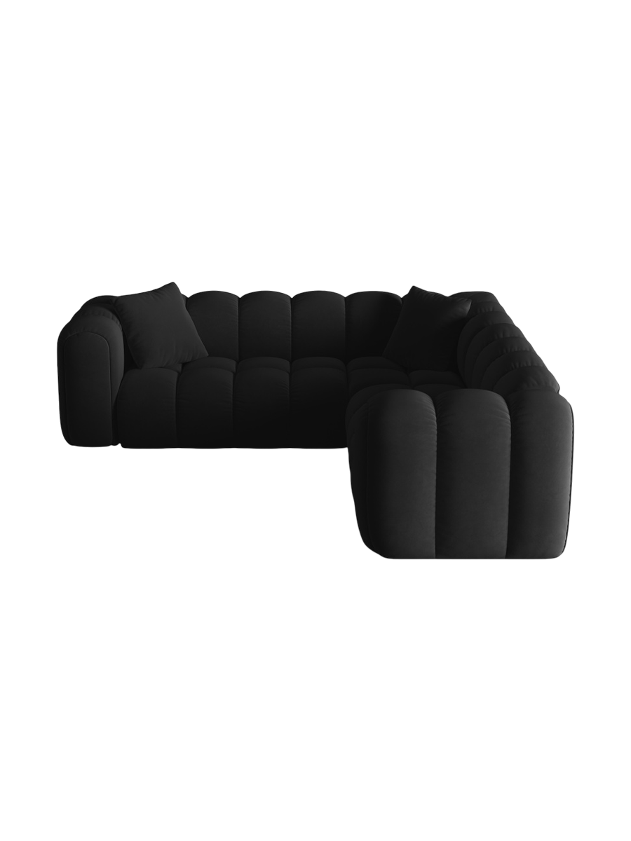 
5-Seater Designer Corner Sofa "Arden" - Velvet Black