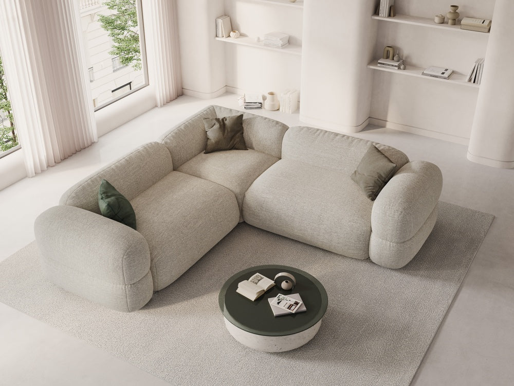 
5-Sitzer Design Ecksofa "Lony" - Strukturstoff Beige