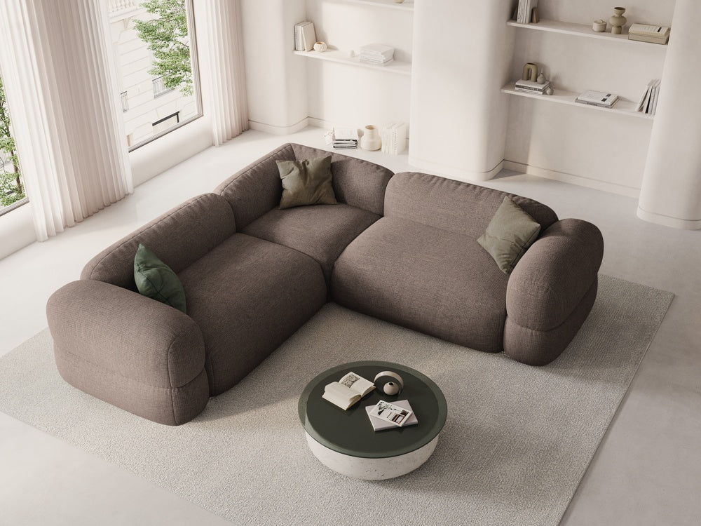
5-Sitzer Design Ecksofa "Lony" - Strukturstoff Cappuccino