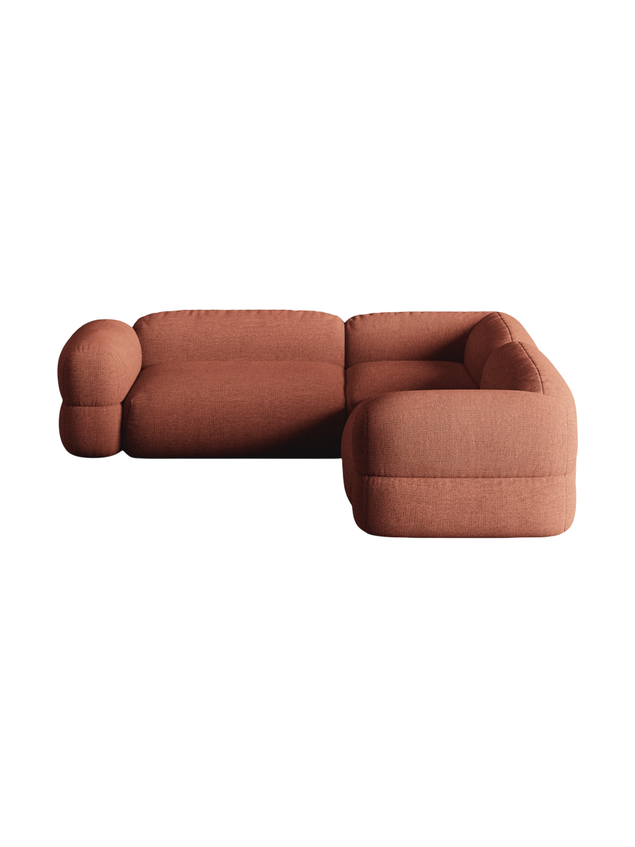 
5-Sitzer Design Ecksofa "Lony" - Strukturstoff Coral