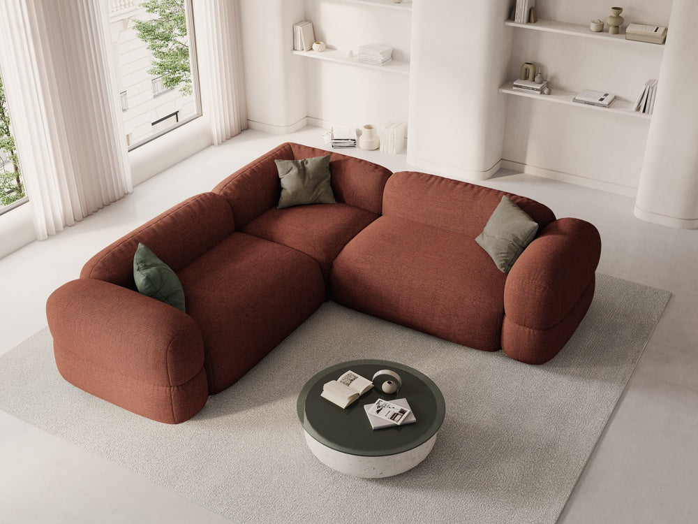 
5-Sitzer Design Ecksofa "Lony" - Strukturstoff Coral