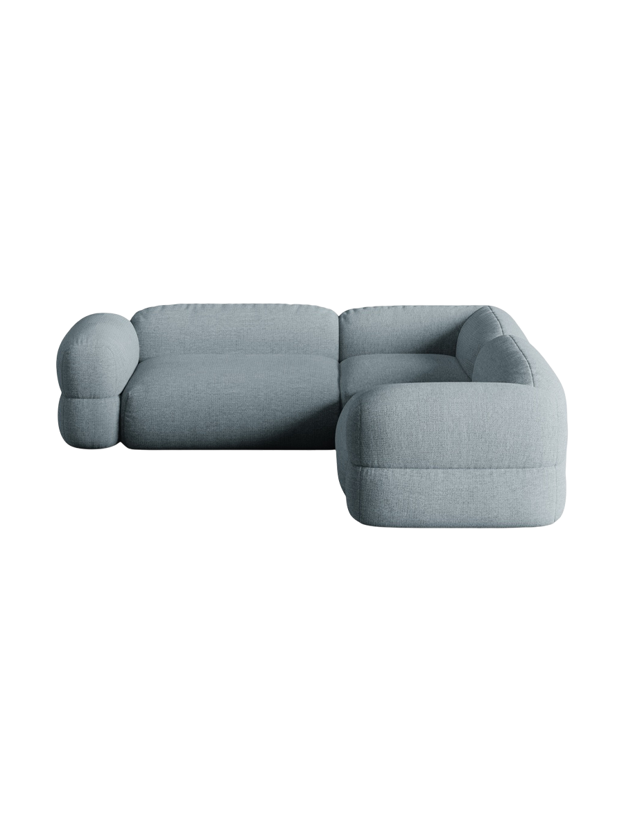 
5-Sitzer Design Ecksofa "Lony" - Strukturstoff Pastellblau