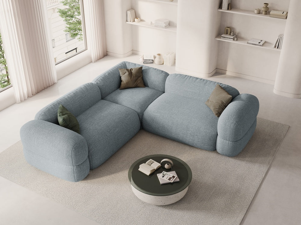 
5-Sitzer Design Ecksofa "Lony" - Strukturstoff Pastellblau