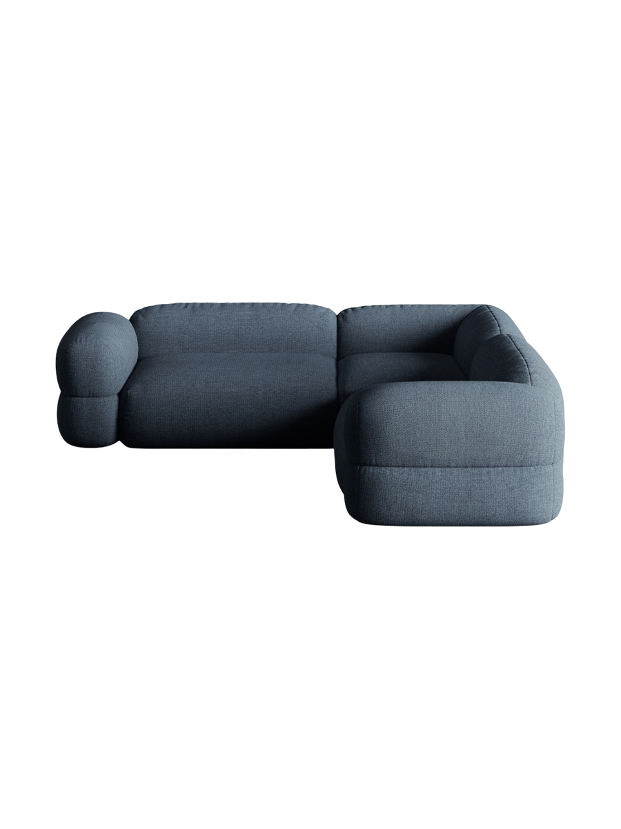 
5-Sitzer Design Ecksofa "Lony" - Strukturstoff Dunkelblau
