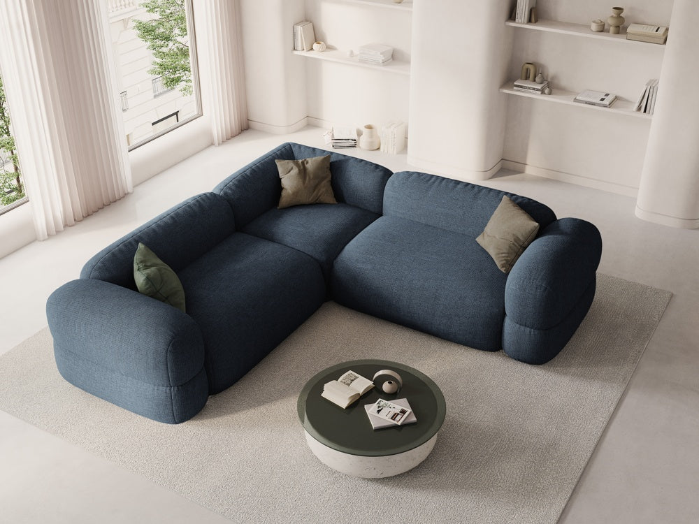 
5-Sitzer Design Ecksofa "Lony" - Strukturstoff Dunkelblau