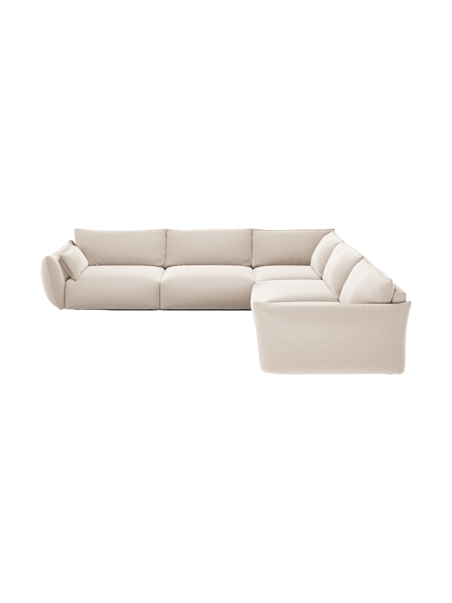 
Canapé d'angle design 7 places "Clau" - Velours Beige