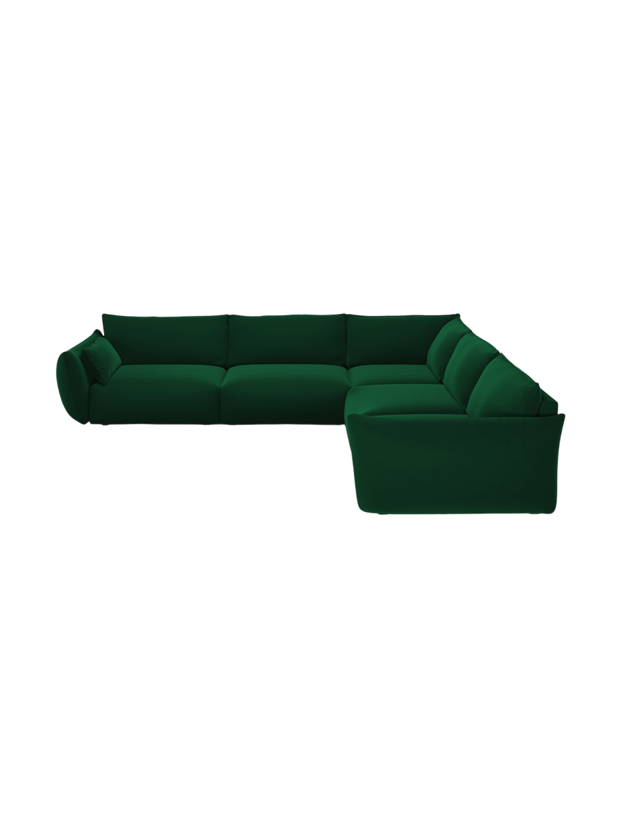 
Canapé d'angle design 7 places "Clau" - Velours vert bouteille