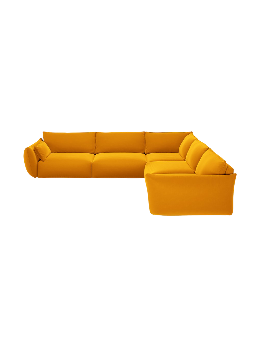
Canapé d'angle design 7 places "Clau" - Velours moutarde