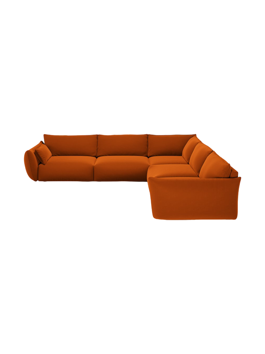 
Canapé d'angle design 7 places "Clau" - Velours Terre cuite