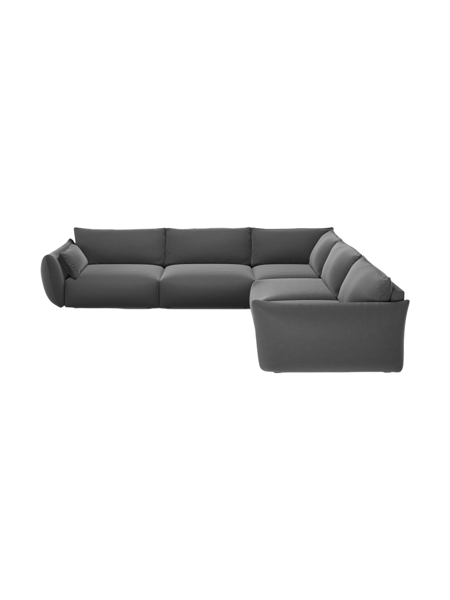 
Canapé d'angle design 7 places "Clau" - Velours gris foncé