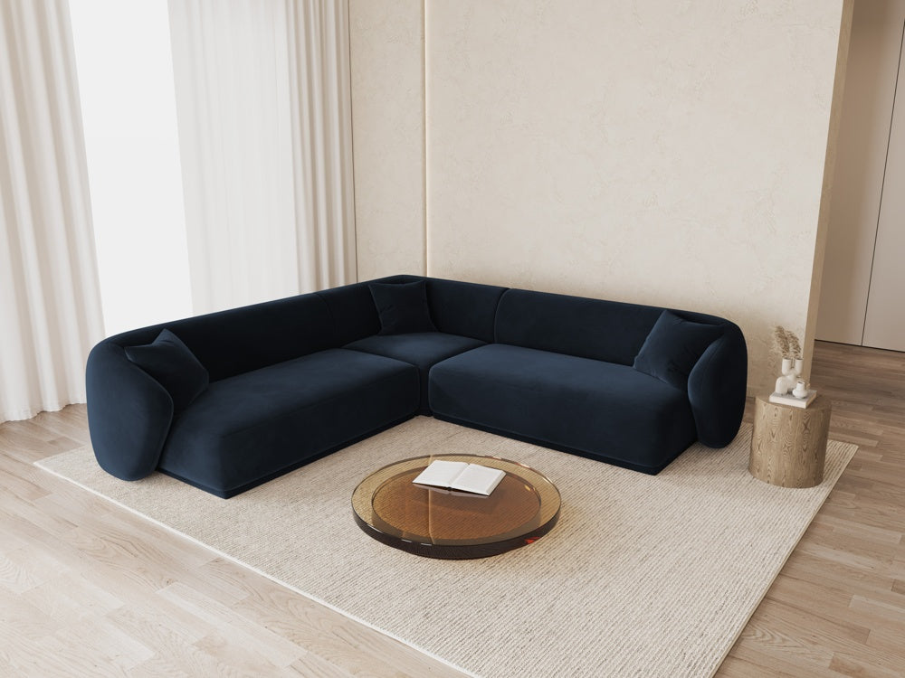 
Canapé d'angle design "Jane" 5 places - Velours bleu roi